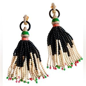 VALENTINO ❌SOLD❌HAUTE COUTURE 6 in TASSEL EARRINGS VINTAGE 1980s SPECTACULAR XXL